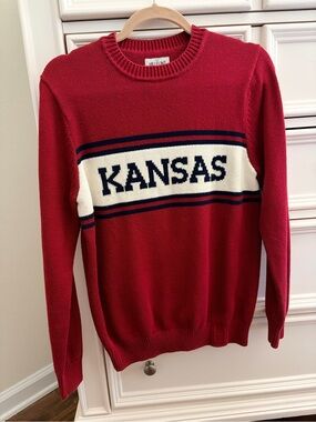 Hillflint KU Kansas Logo Crewneck Sweater in Red